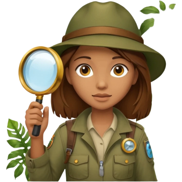 a girl with jungle and magnifying glass emoji