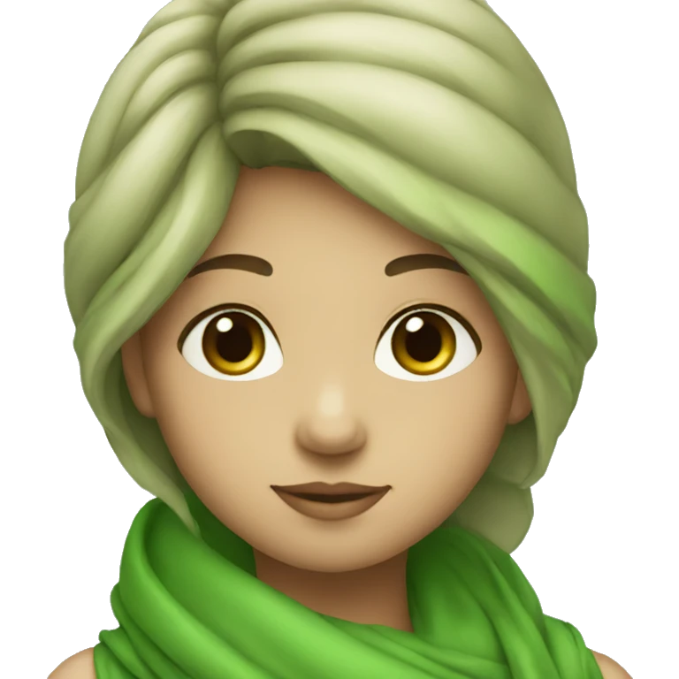 A girl with green scarf emoji