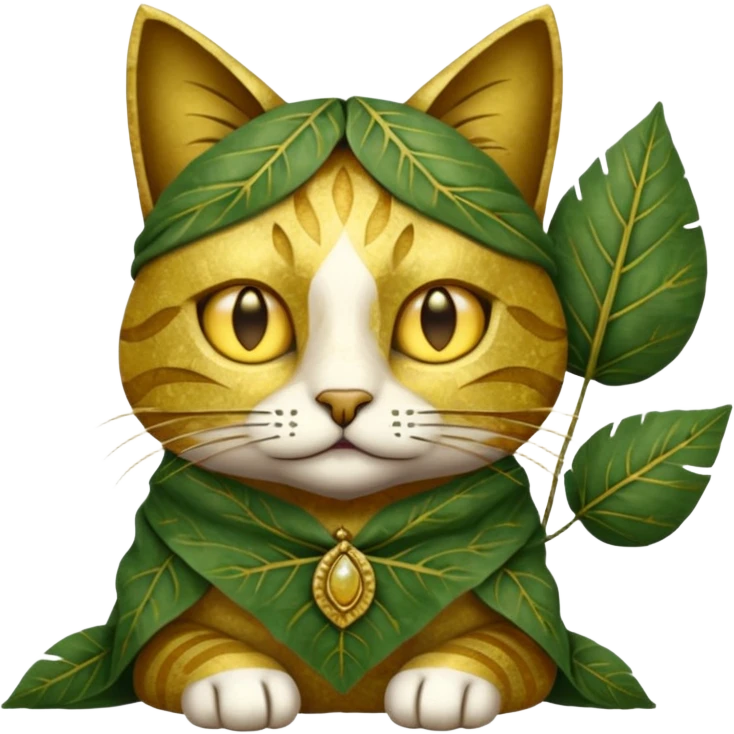 ancient cat with leaf cloth emoji