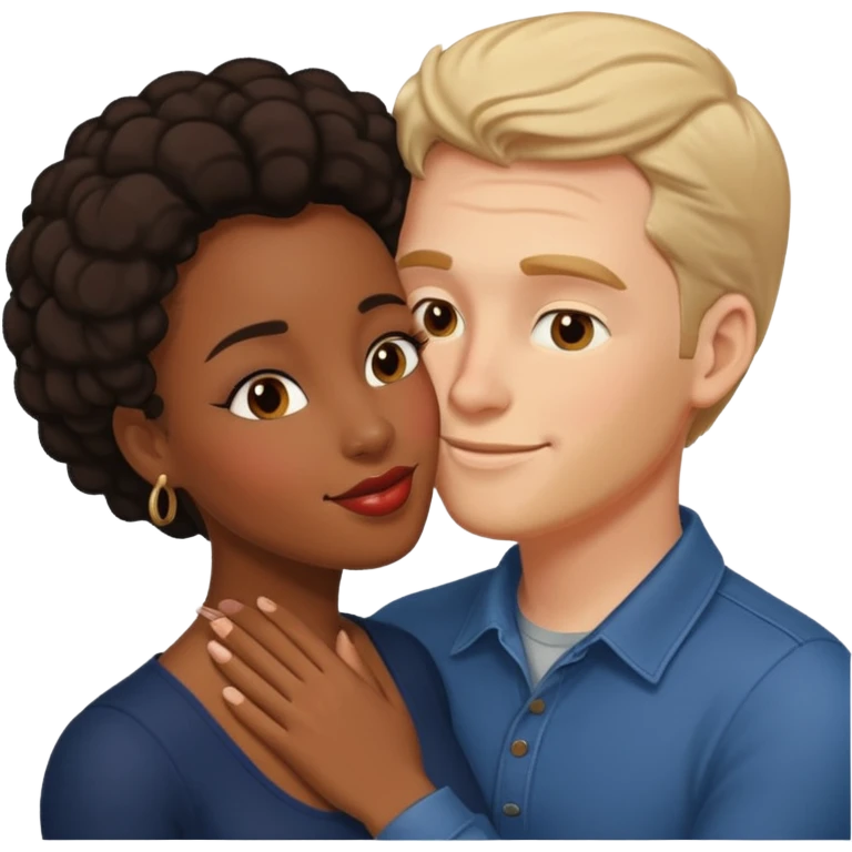 White man black woman kissing emoji