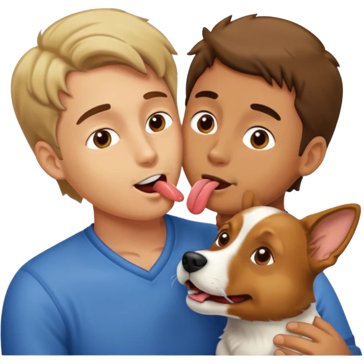 Dog licking a male emoji