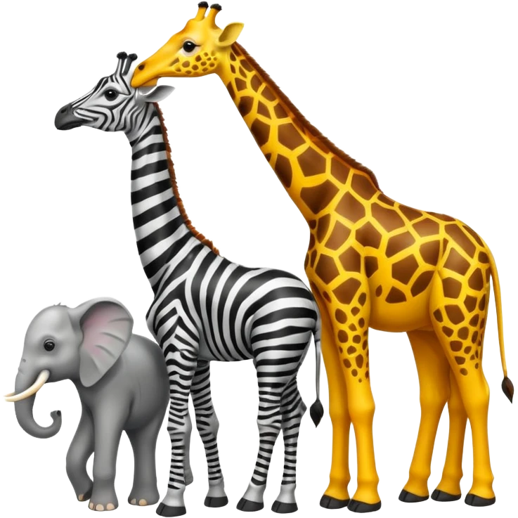 Make giraffe and zebra and elephant emoji