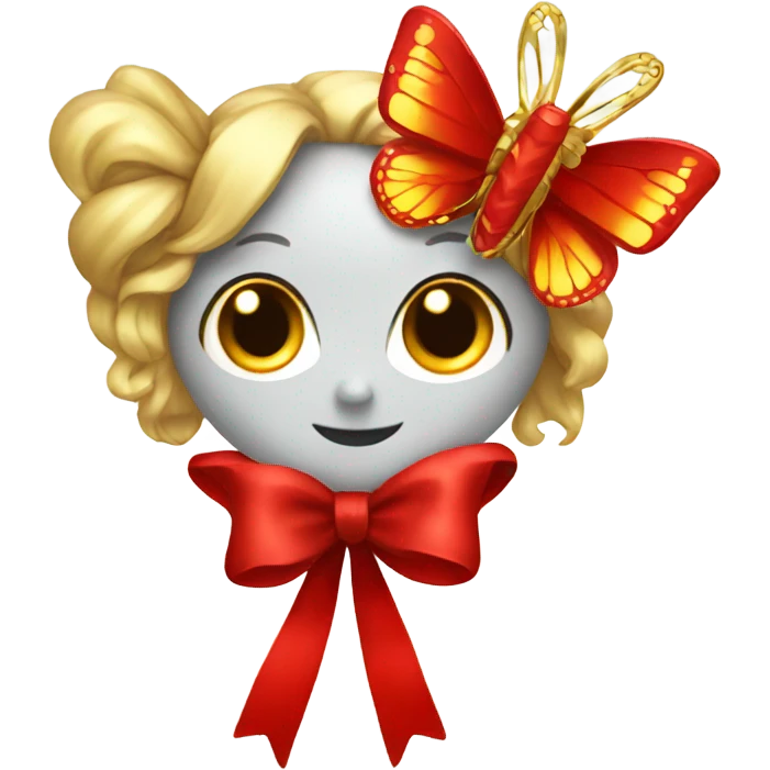 Red bow with gold butterfly  emoji