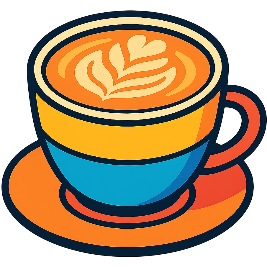 latte, vibrant colors, cartoon style emoji