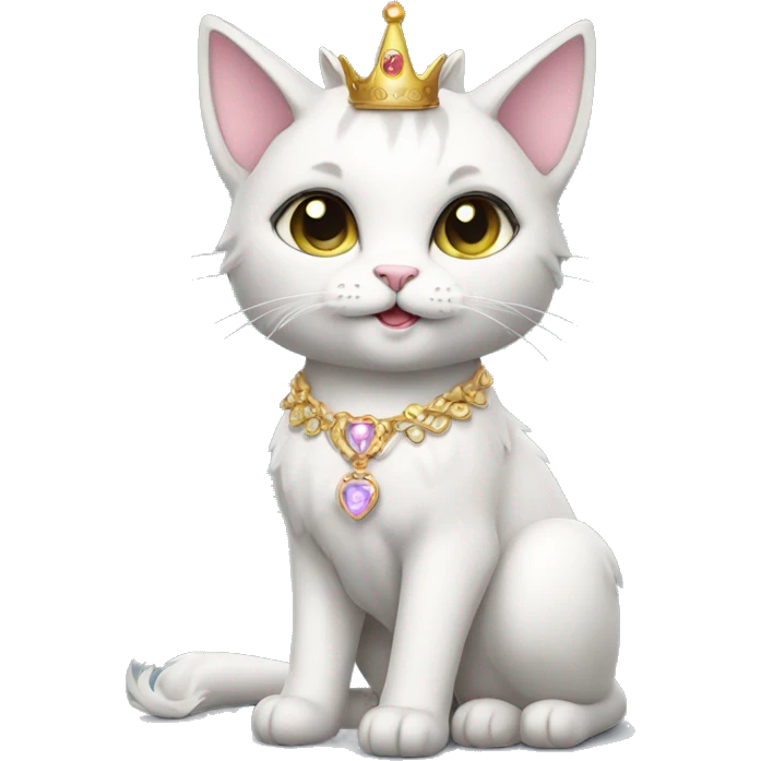princess-cat with unicorn horn and necklace full body emoji