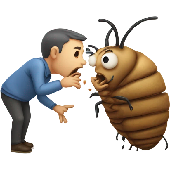 Angry smooching people with a fat termite emoji
