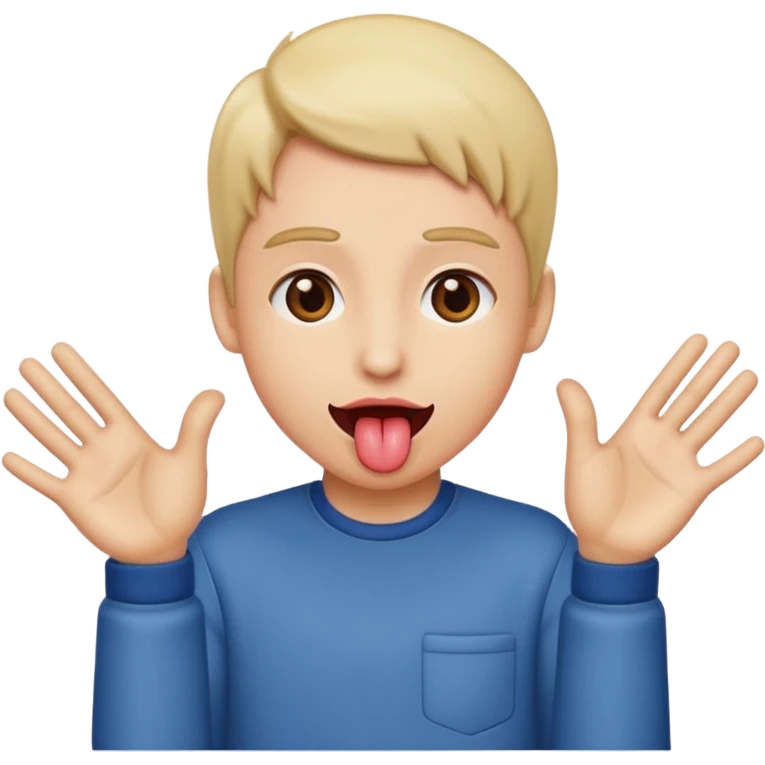 Tongue out with hands to the side emoji