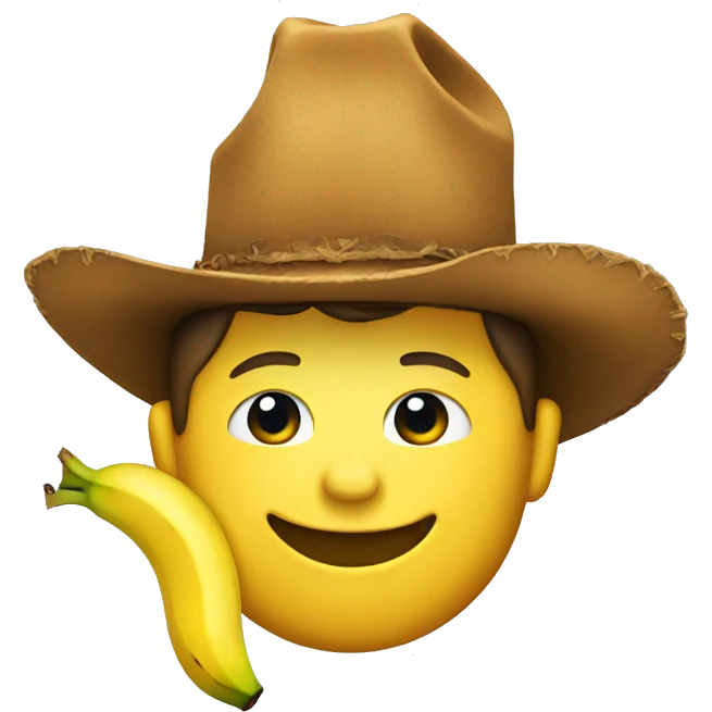 Cowboy with a banana over his head emoji