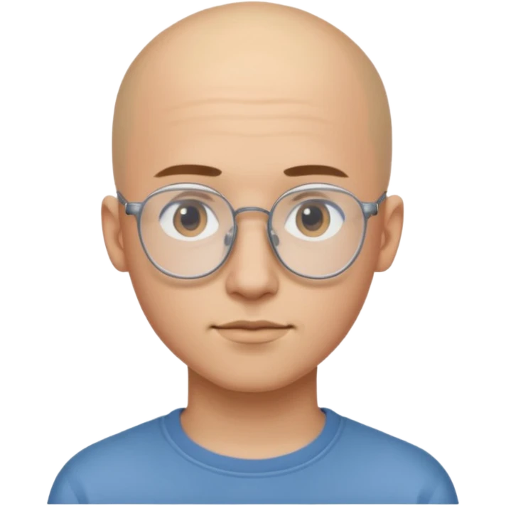 он лысый должен быть очень молодой парень лет 18 , очень тонкие очки, а так же борода нужно прямо еще моложе

 emoji