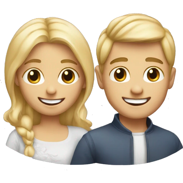 happy couple boy with blonde hair  emoji