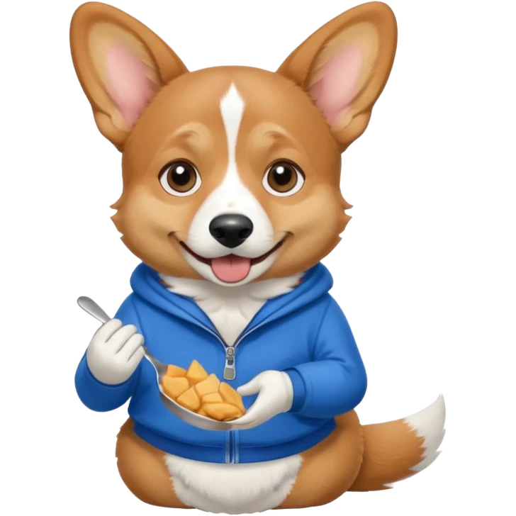 perrita caricatura gorgi gales comiendo con ropa celeste emoji