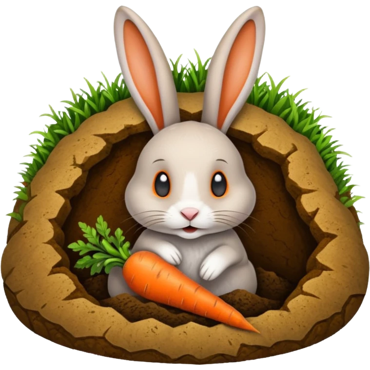 Rabbit burrow, carrot outside emoji