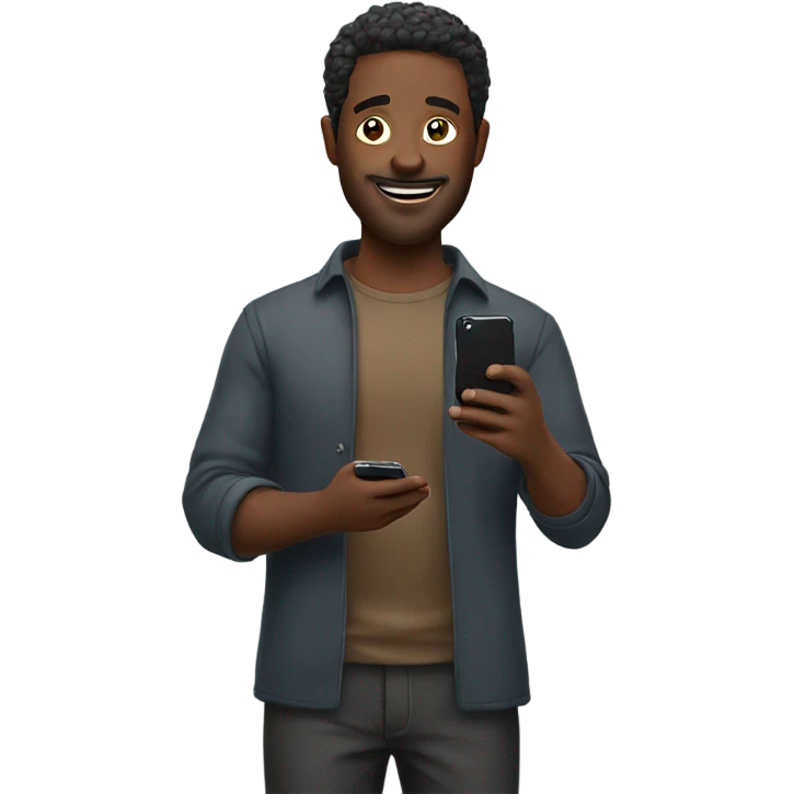 man holding 2 phone emoji