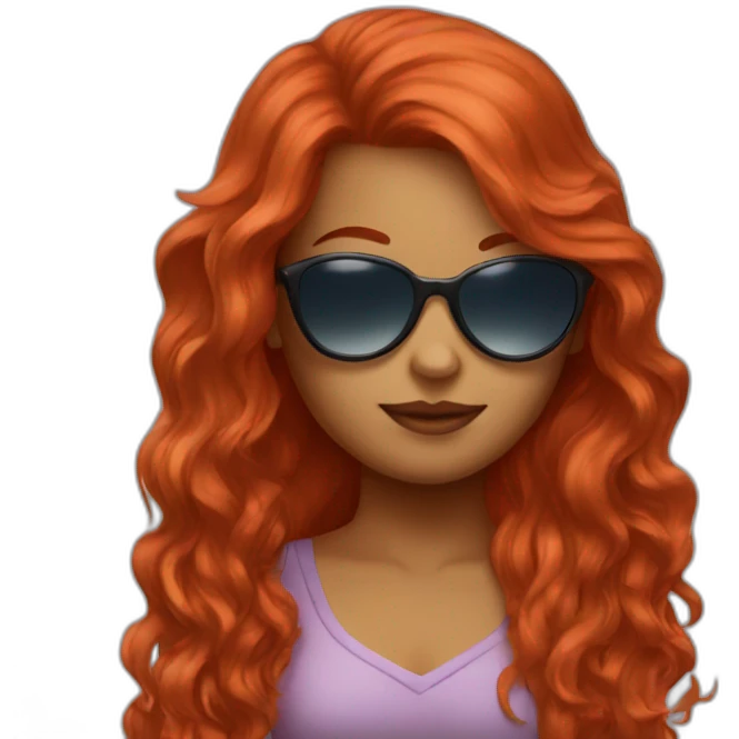 Red hair girl with sunglasses emoji