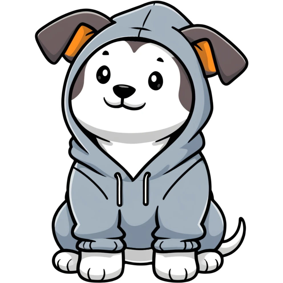 dog wearing a hoodid emoji