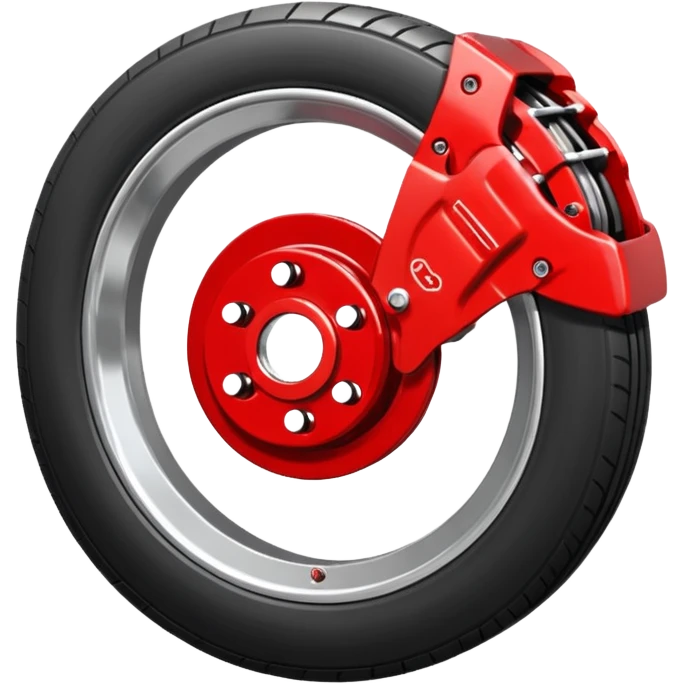 
Car wheel emoji with red brake caliper inside wheel on brake disc emoji