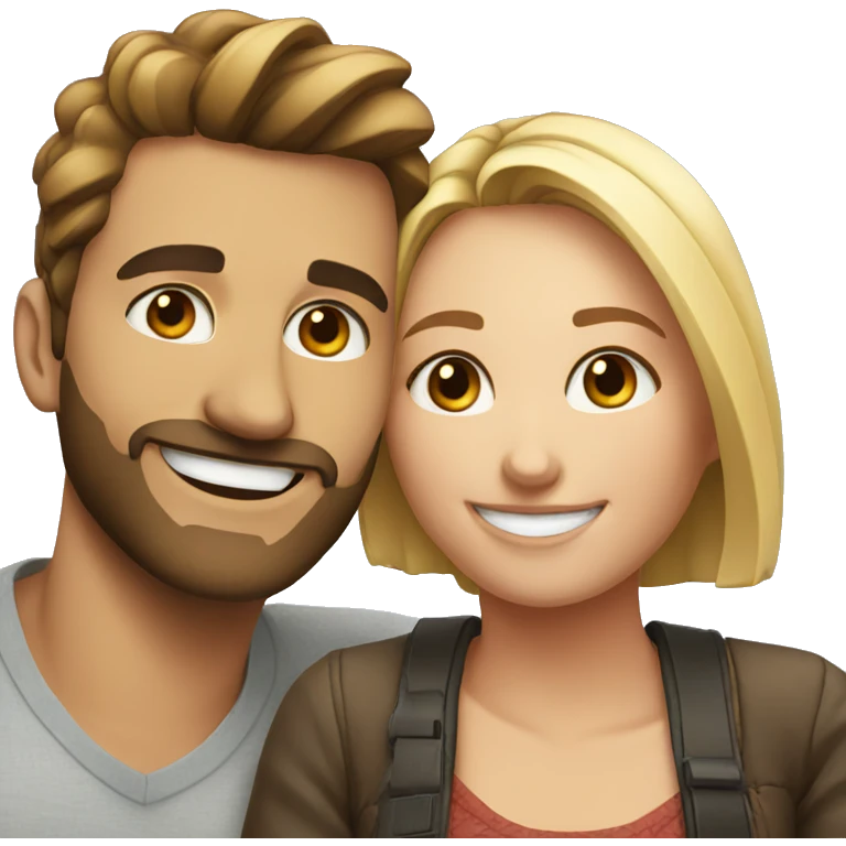 smiling couple selfie moment emoji