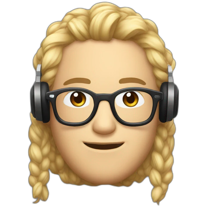 Streamer con audífonos puestos y lentes emoji