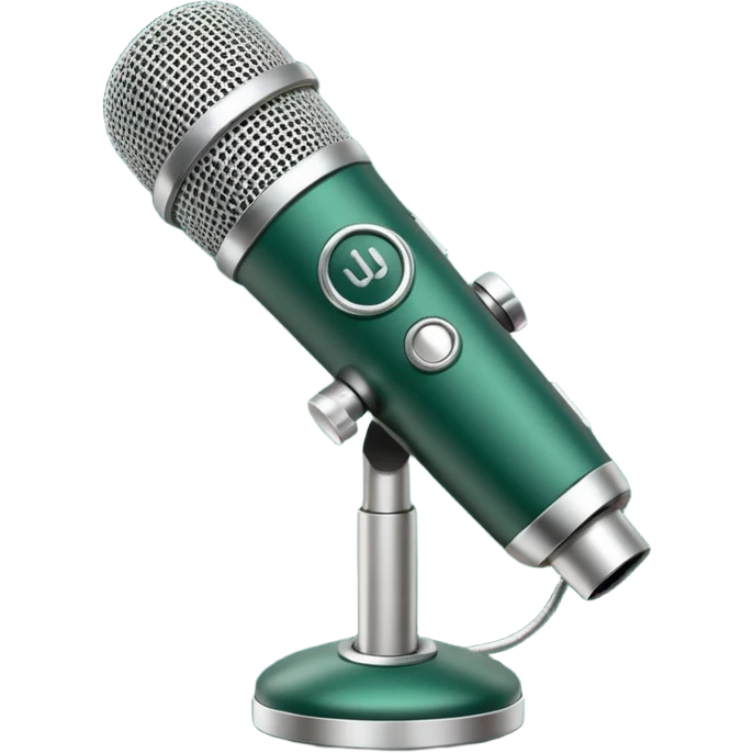 dark green radio microphone with white accents, only these two colors, modern minimalism emoji
