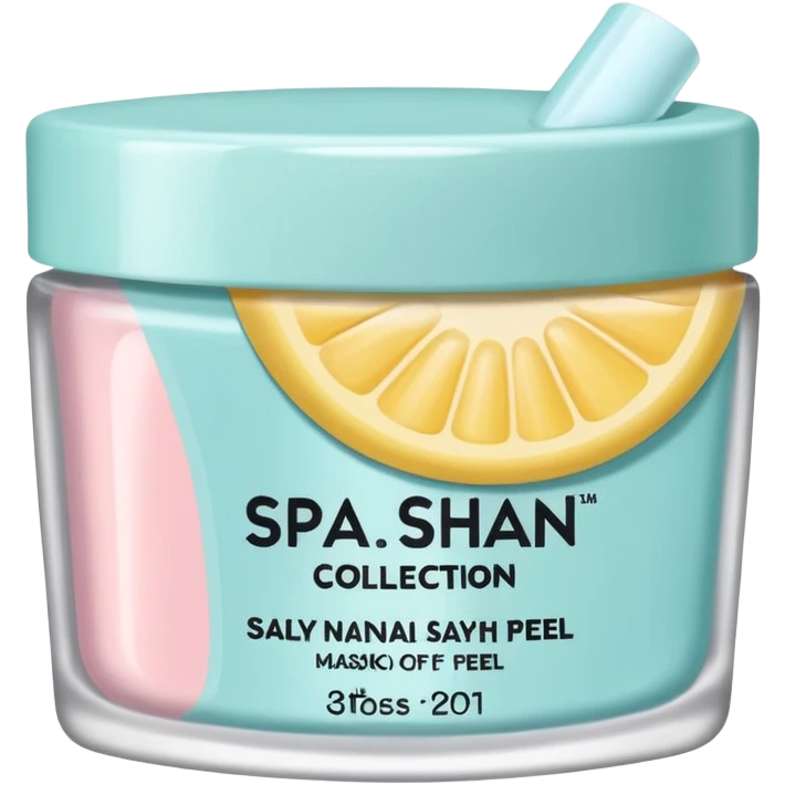 small tube labeled 'SPA COLLECTION' with peel-off nail mask theme, inspired by Sally Hansen packaging, pastel-colored tube, hint of a nail and peel-off effect, clean emoji style emoji