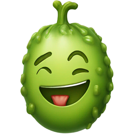 a smiley face holding a pickle  emoji