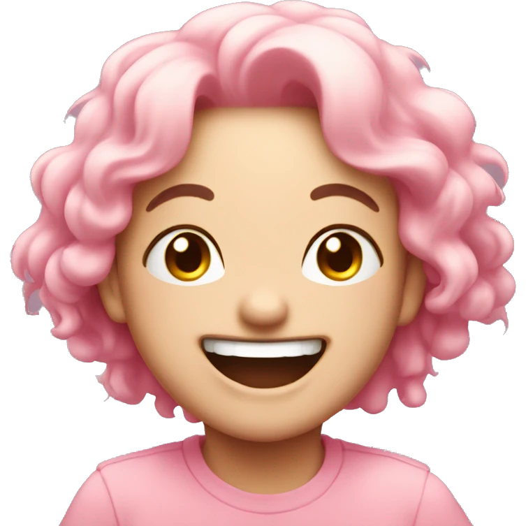 Cute soft core pink laughing emoji