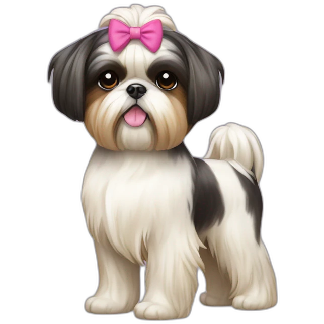 Dog Shih Tzu with a bow on head full-body emoji