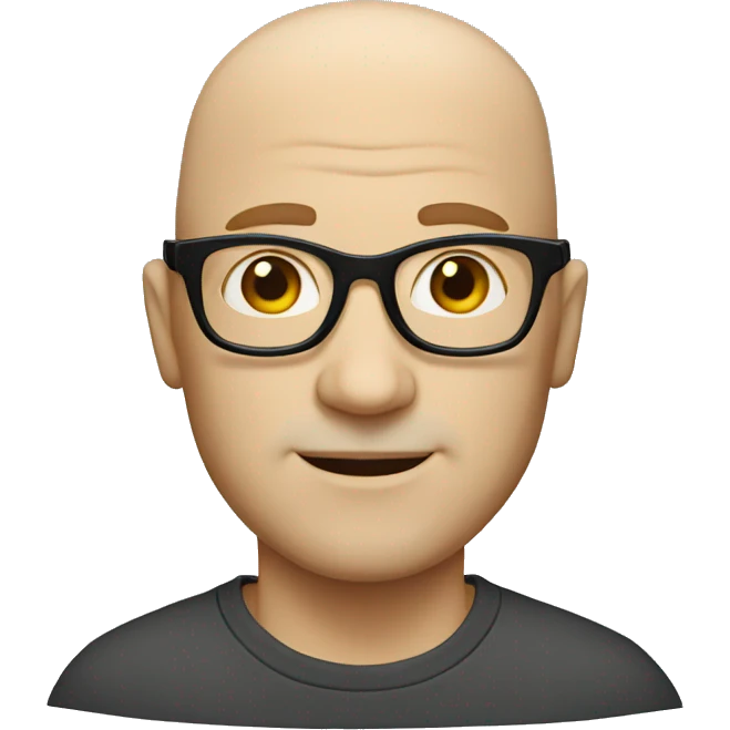 Bald white Man with thick black glasses emoji