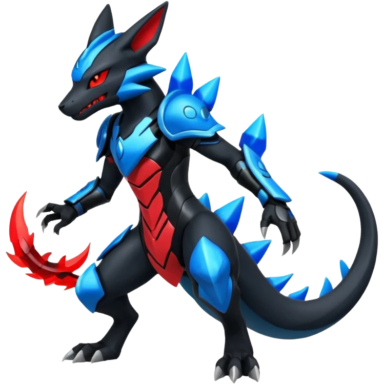 Edgy futuristic Zeraora-Salandit-Lucario-fusion emoji