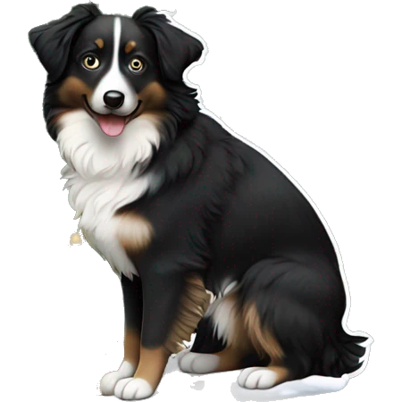 Small black australian shepherd dog Christmas tree emoji