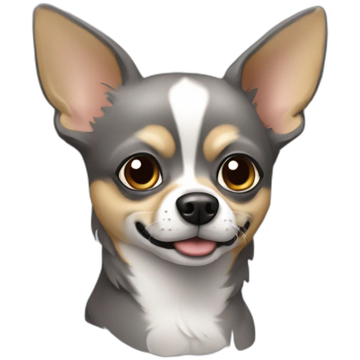 Chien de type chihuaha de 9 ans couleur gris très voncée visage emoji