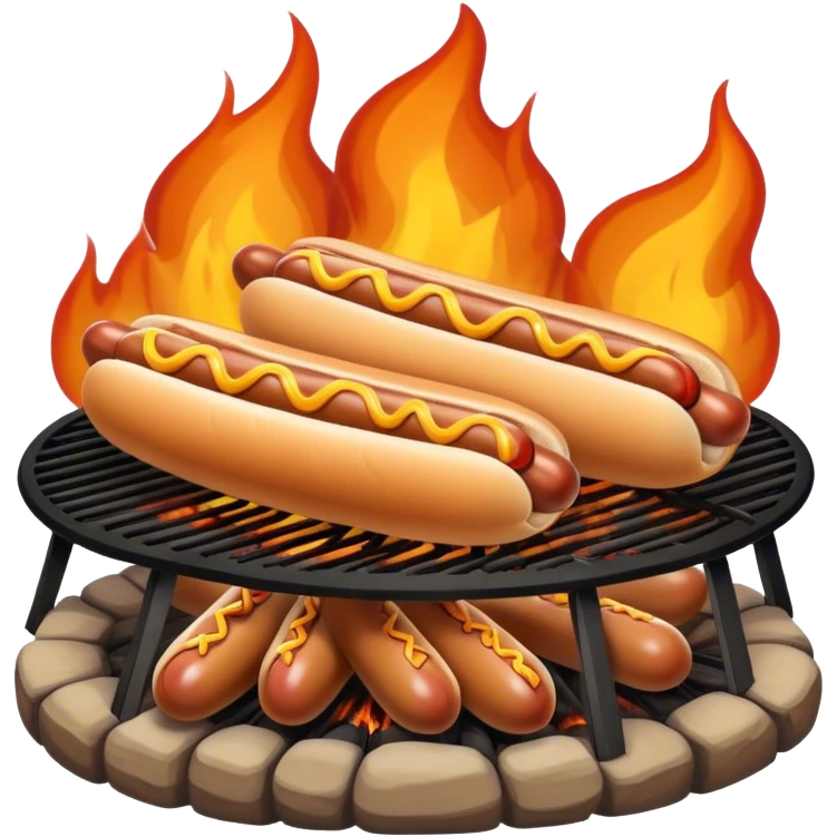 hot dogs sitting around a campfire emoji