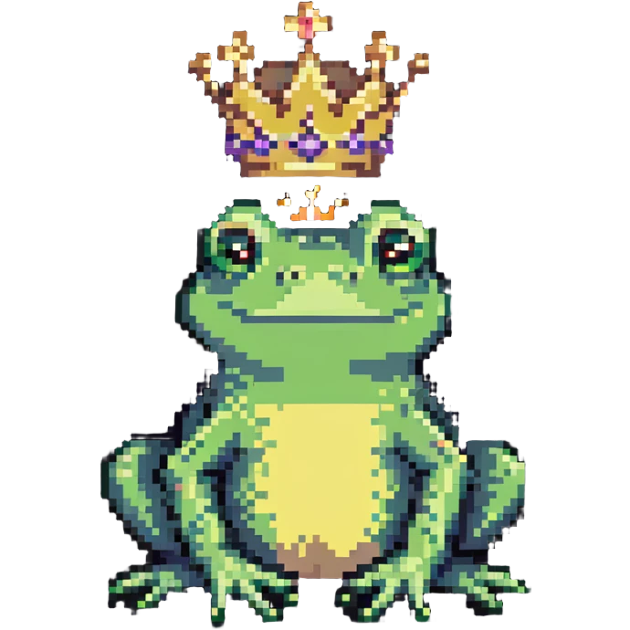 frog prince with tiny crown emoji