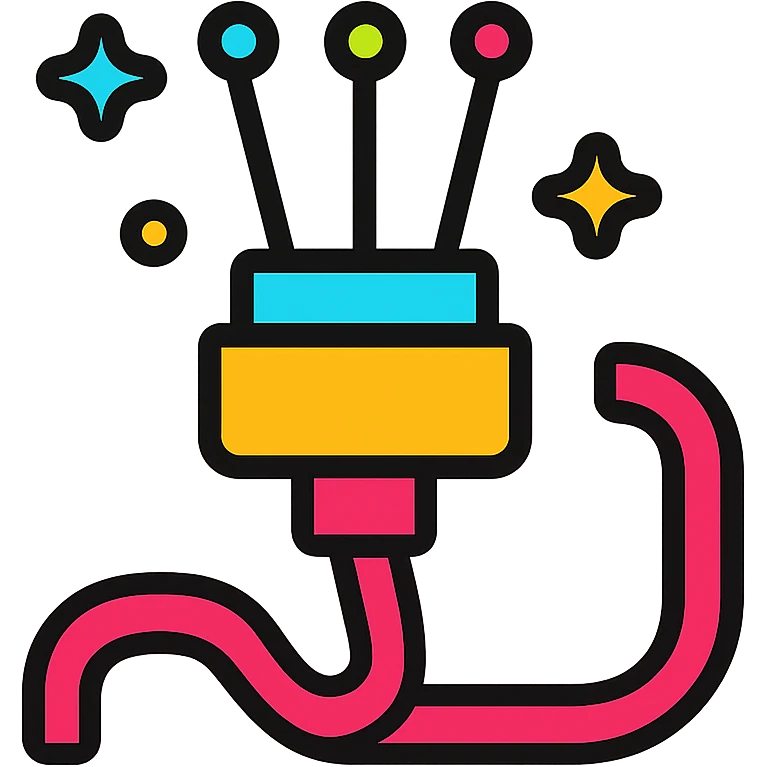 A playful and vibrant optical cable representing the fun and exciting aspects of high-speed internet emoji