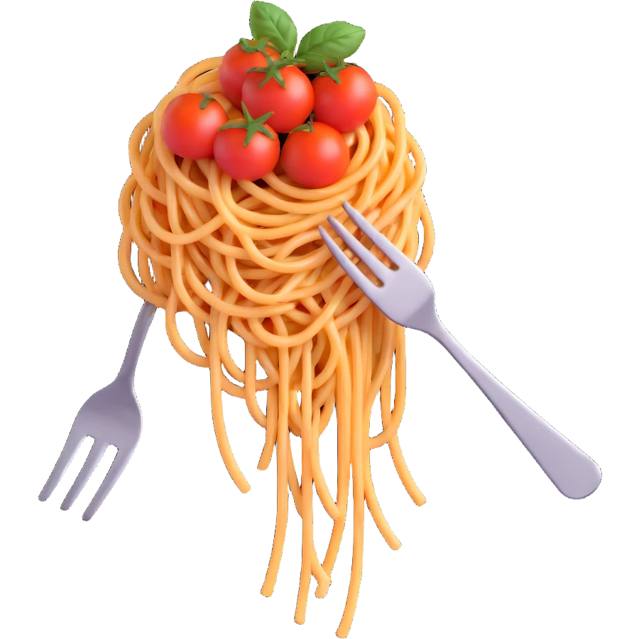 spaghetti with tomato sauce and fork emoji