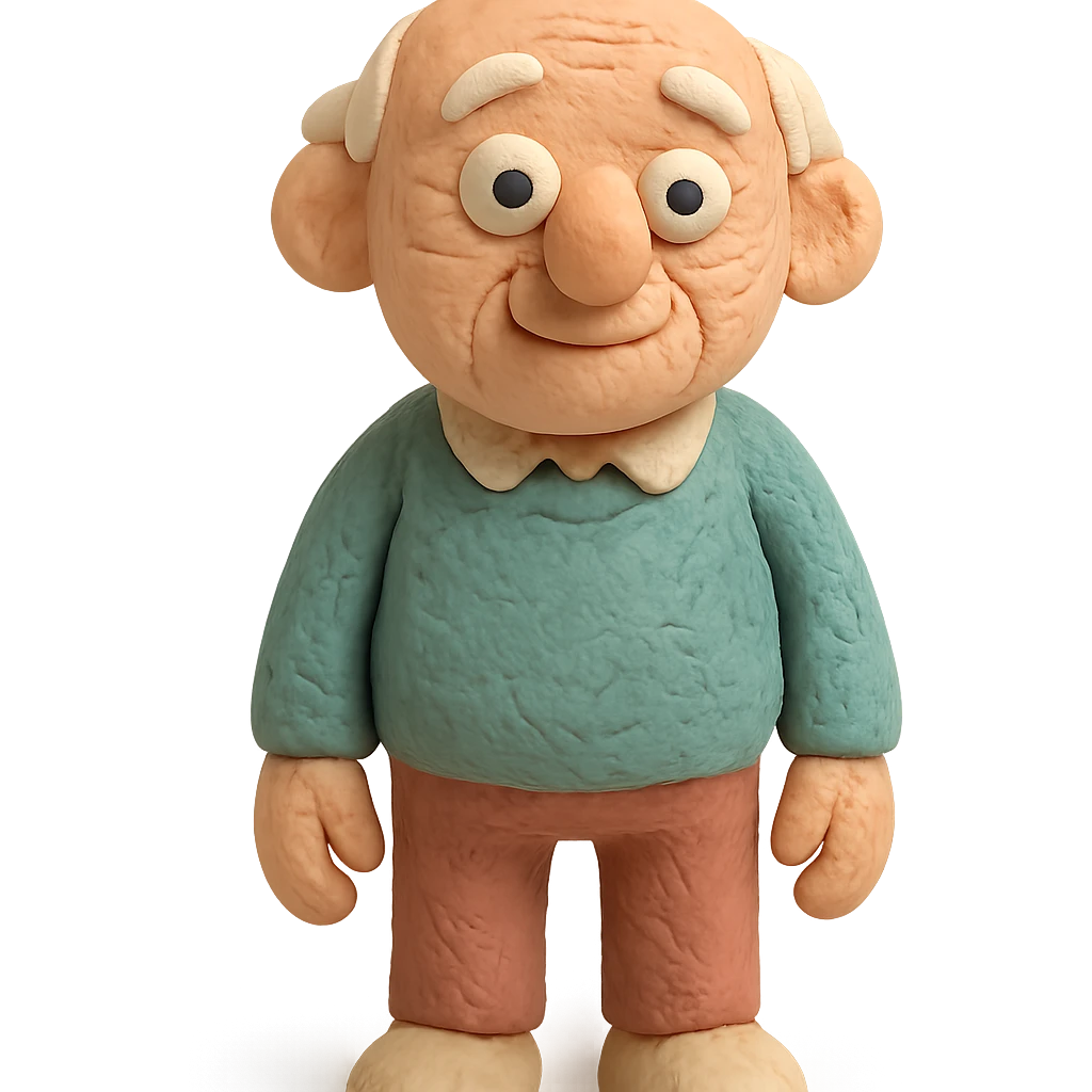 claymation style old grandpa with visible fingerprints and pastel colors emoji