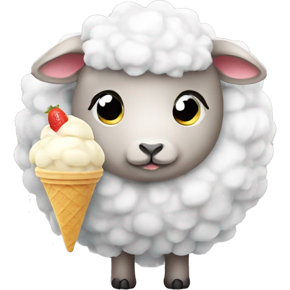 Cute Sheep licking an ice cream emoji