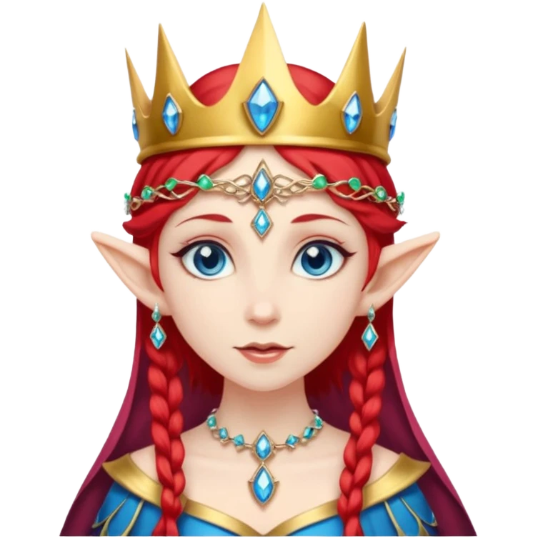 Hyper realistic cosmic elf mage queen fairy pale skin blue eyes Red hair emoji