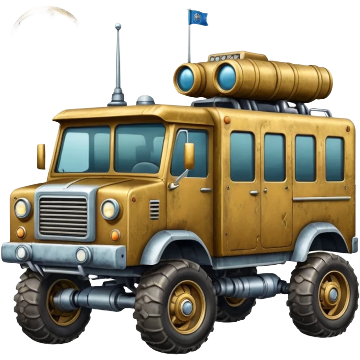  antique tall truck robotic twelve passenger Moon rover  emoji