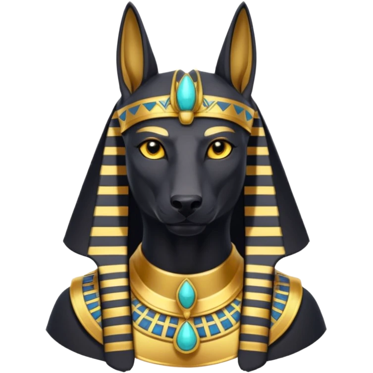 Ancient style lavishly adorned anubis formally sitting posed  emoji