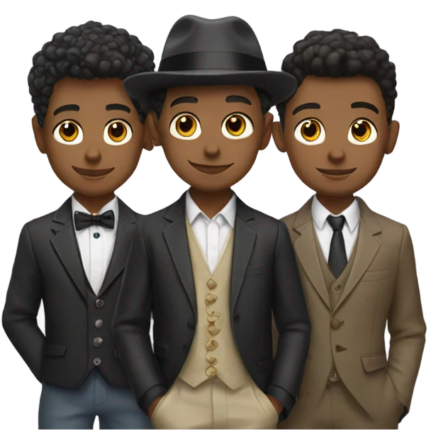 three boys in stylish attire emoji
