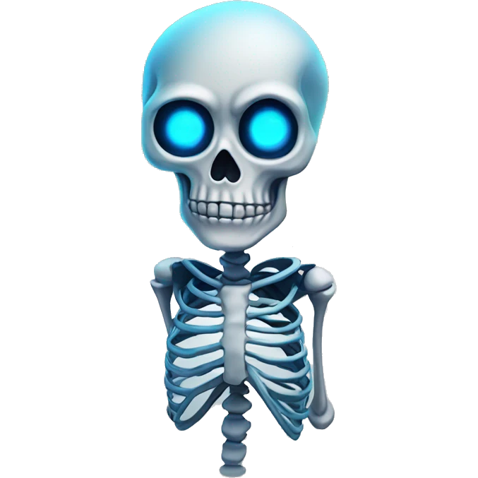 Skeleton with glowing blue eye emoji