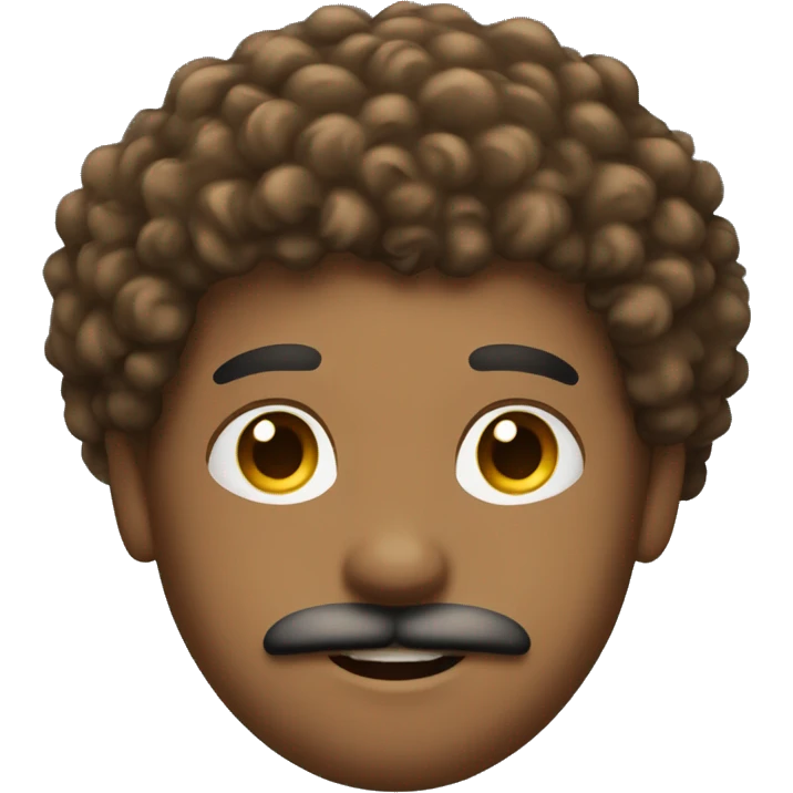 brown curly hair with fade boy with mustache emoji