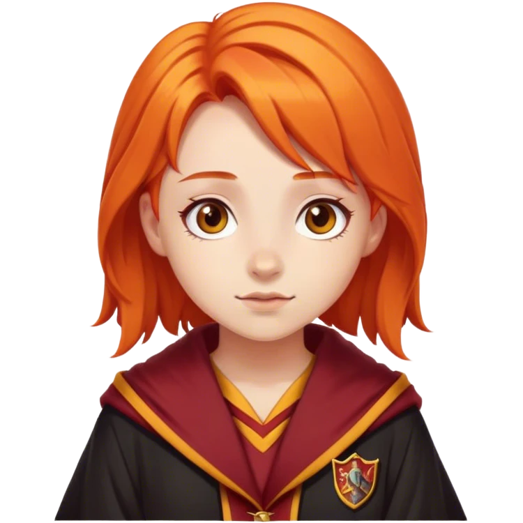 Girl with orange hair and a gryffindor rope emoji