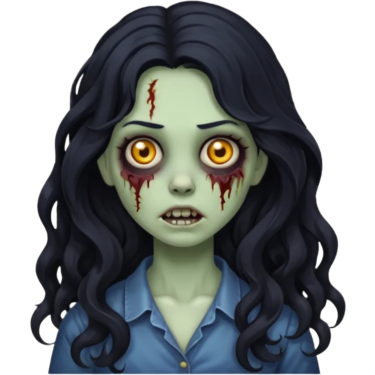 A girl zombie with long black wavy hair emoji emoji