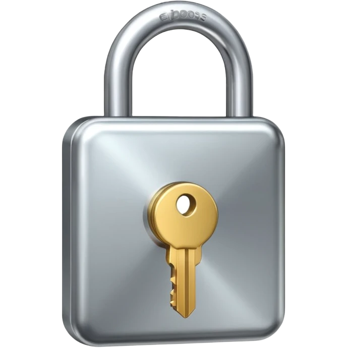 A chrome silver lock and key emoji, smooth metallic surfaces, glossy reflections, luxury swag vibe, minimal iOS emoji style, centered on clean white background emoji