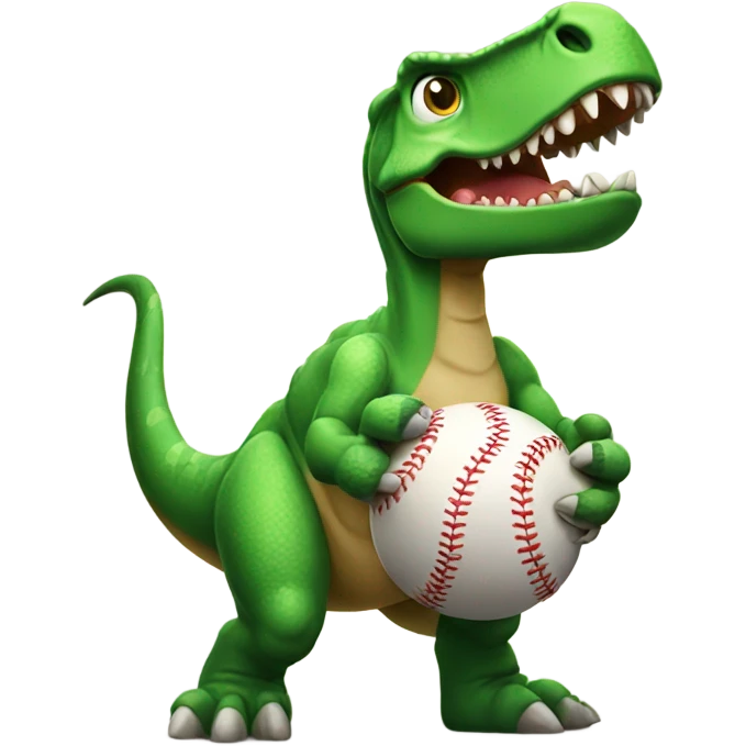 Dinosaur with baseball emoji