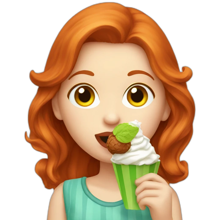 greeneyed redhead licking icecream emoji