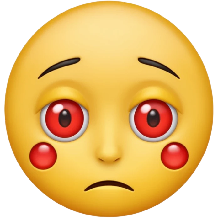 An emoji with red round eyes  with tired face! emoji