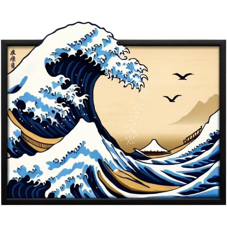 The Great Wave off Kanagawa in painting frame
















 emoji